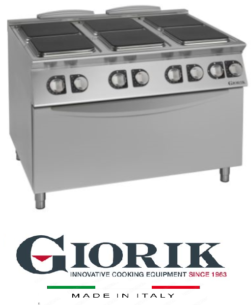Giorik CE96QH 6 ELECTRIC RANGE WITH SQUARE PLATES WITH ELECTRIC OVEN
