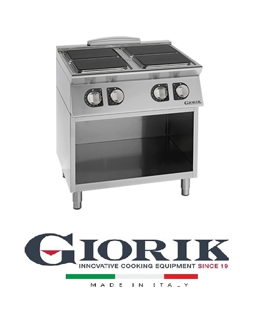 Giorik CE94QG KITCHEN 4 ELECTRIC SQUARE PLATES ON OPEN CABINET