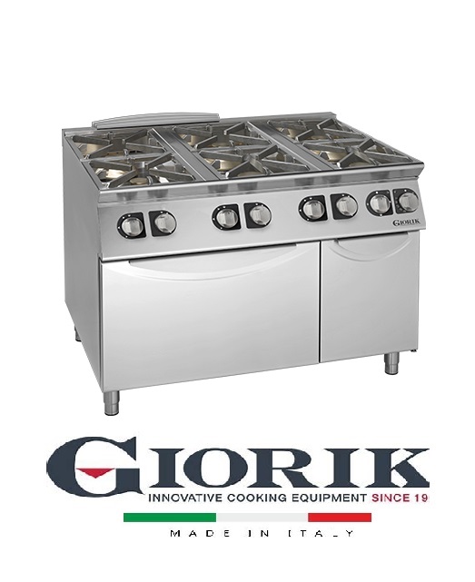 Giorik CG96FE 6-BURNER GAS COOKER WITH FLUSH GRILLS ON ELECTRIC OVEN AND NEUTRAL CABINET