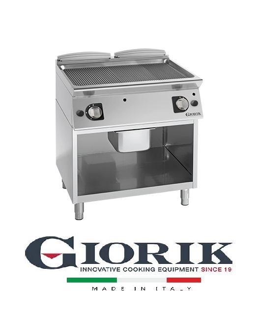 Giorik FRG941GF GAS FRY TOP ON OPEN BASE CABINET - FULL SURFACE RIBBED IRON GRIDDLE