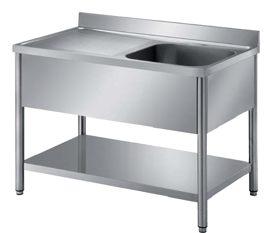 S/Steel Work Table with Single Bowl Sink w/BS+US Size: 2100x700x850 mm