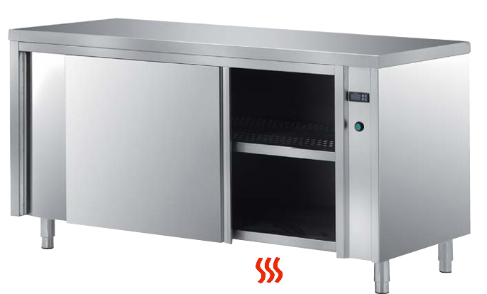 S/Steel Heated Base Cabinet Sliding doors w/ BS Size: 2100x700x850 mm