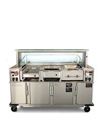 Rieber Mobile Live Cooking Station for 3 varithek® modules with 3-sided edge extraction (d3), plasmatech.& compartments acs 1600 O3 - 2x neutral - 3x varithek