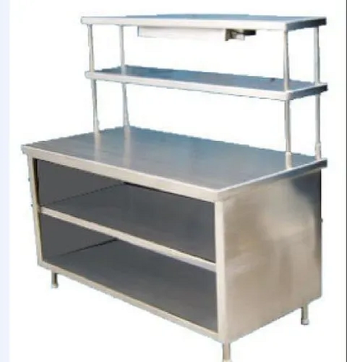S/Steel central work table w/2 tier over shelf  Size: 1400x700x850 mm