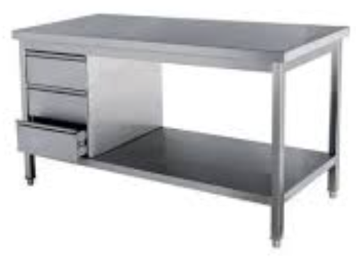 S/steel Work Table W/ 3 drawers Undershelf and backsplash