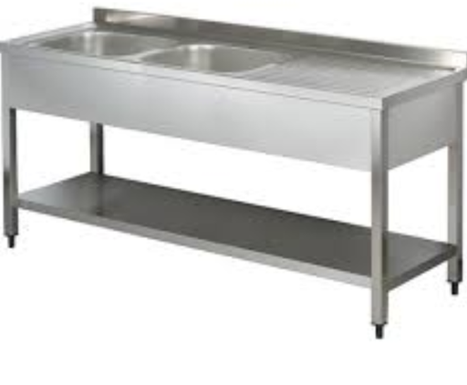 S/Steel Fish Preparation Sink with Undershelf Chopping Board Polyethlyne and Two Bowl Sink