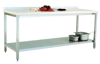 Polyethlene top table, Standard line, with bottom shelf