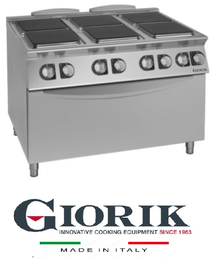 Giorik CE96QH 6 ELECTRIC RANGE WITH SQUARE PLATES WITH ELECTRIC OVEN