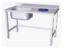 S/Steel Single Bowl Sink Sorting Table with Garbage Hole 