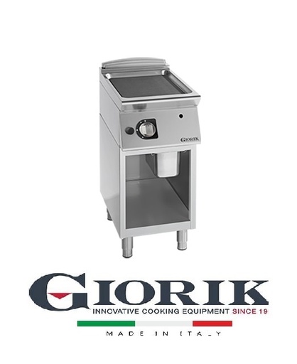 Giorik FRG92GCRX GAS FRY TOP ON OPEN BASE CABINET - RIBBED SATIN CHROME GRIDDLE