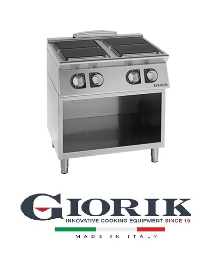 Giorik CE94QG KITCHEN 4 ELECTRIC SQUARE PLATES ON OPEN CABINET