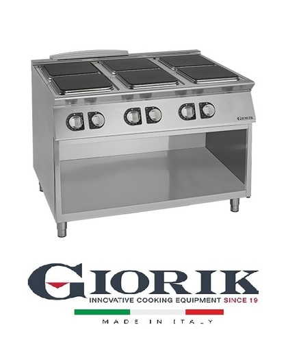 Giorik CE96QG KITCHEN 6 ELECTRIC SQUARE PLATES ON OPEN CABINET