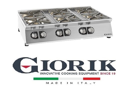 Giorik CG96FT 6-BURNER GAS COOKER WITH FLUSH GRILLS - TOP