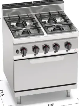 4 Burner Gas Range with Oven Baron/Berto's/ATA Italy
