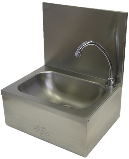 Knee Operated Hand Wash Sink with Mixer Tap, knee control and Backsplash 