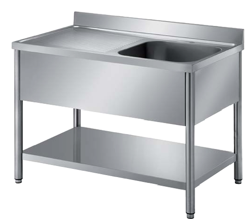 S/Steel Work Table with Single Bowl Sink w/BS+US Size: 2100x700x850 mm