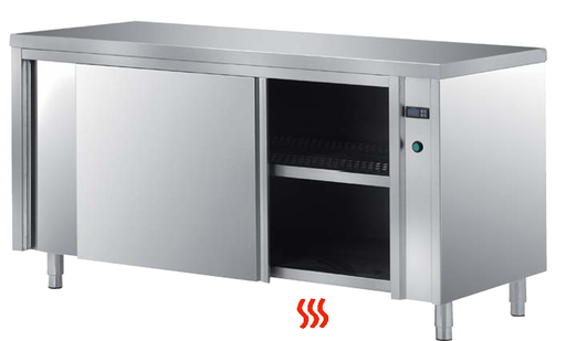 S/Steel Heated Base Cabinet Sliding doors w/ BS Size: 2100x700x850 mm