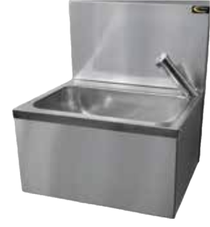 LMASWE Sofinor Electronic handwash basin - Rectangular pressed bowl, 400 x 250 x 140 mm + h 270 mm high backrest